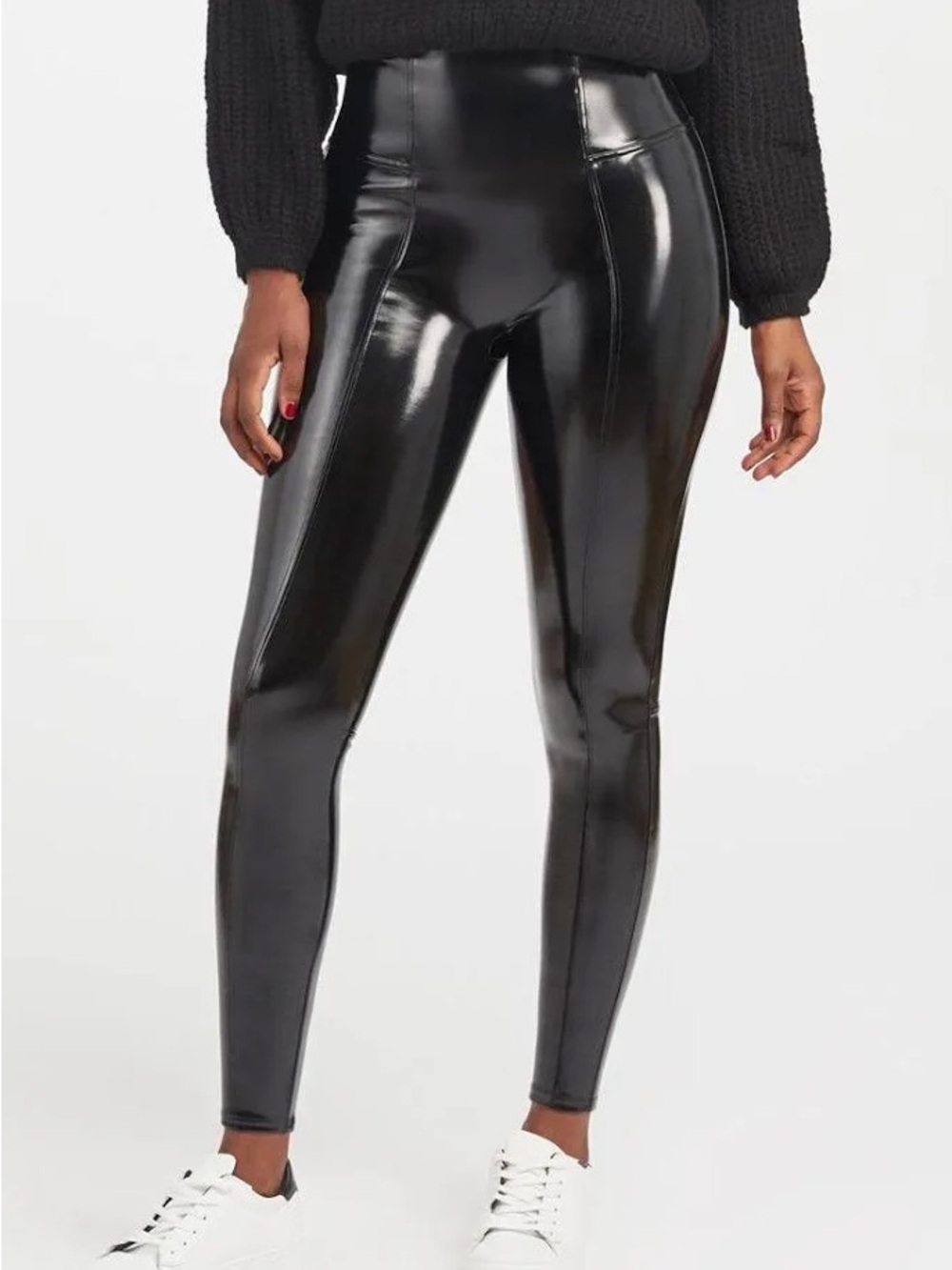 SPANX High-Rise Black Faux-Leather Leggings